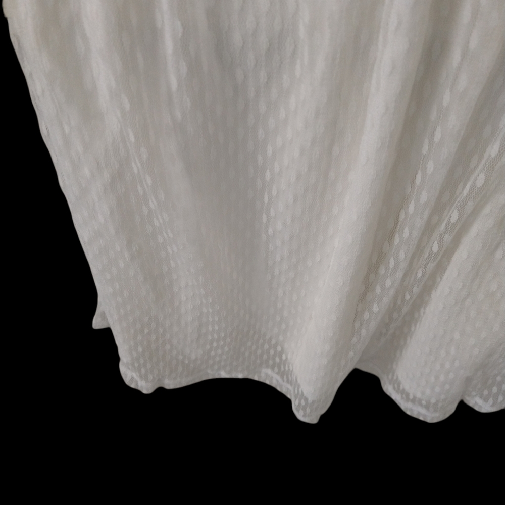 NWT Nina Leonard Dress L Sheer Mock Neck Long Sleeve Dotted Overlay In Ivory - Picture 9 of 10